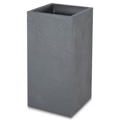 Bac carré plastique Blooma Volcania gris foncé 38,7 x 38,7 x h. 80 cm