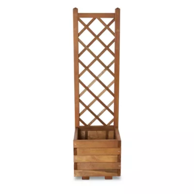 Bac avec treillis bois Blooma Bopha marron 40 x 40 x h.140 cm