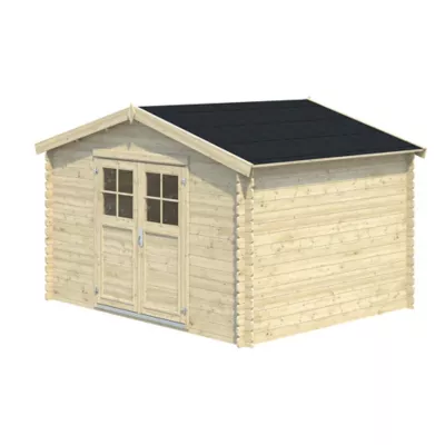 Abri de jardin GoodHome Belaïa bois naturel surface ép.28 mm totale 11.1m²