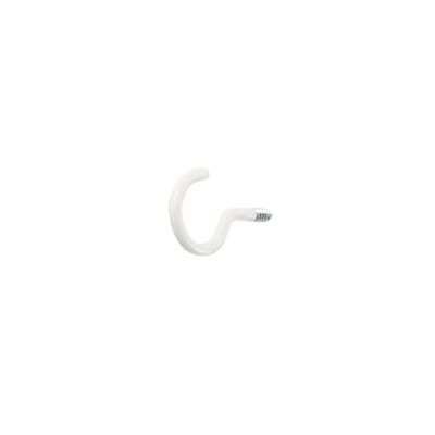 Crochet rond à visser en acier plastifié blanc 30x17 mm - 4 pièces