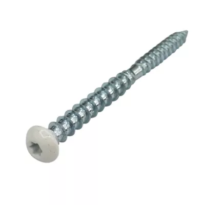 Vis de châssis PVC zinguée avec tête peinte en blanc, 6x70 mm - 6 pièces