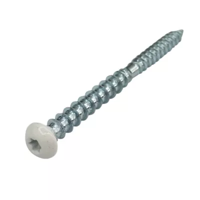 Vis de châssis PVC zinguée avec tête peinte en blanc, 6x80 mm - 6 pièces