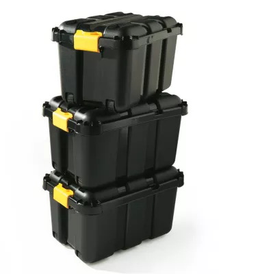 Malle de rangement 49L Skyda Form noir avec couvercle vendue par 3 pièces