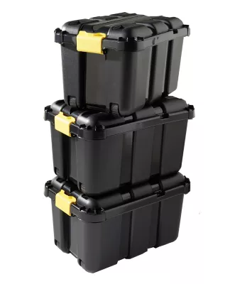 Lot de 3 malles de rangement 68L Skyda Form noir avec couvercles