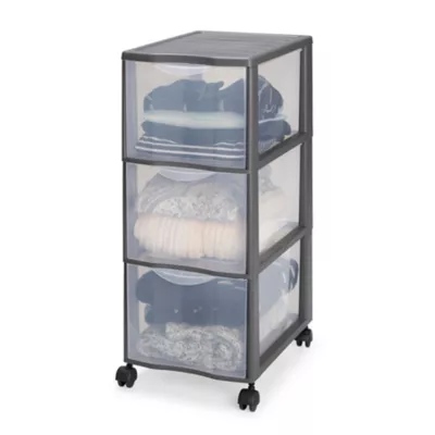 Tour en plastique 3 tiroirs Kontor gris H. 63,5 x L. 36,5 x 26 cm