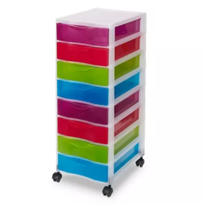 Tour en plastique 8 tiroirs Kontor multicolore H. 68 x L. 36,5 x P. 26 cm