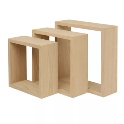 Lot de 3 étagères murales cubes modulables Rigga Form, bois effet chêne