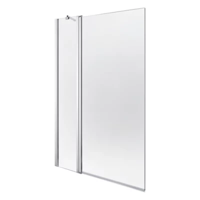 Pare-baignoire 2 volets verre transparent profilé finition poli GoodHome Calera H. 140 x l. 104 cm