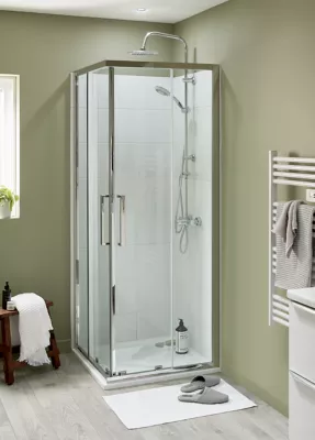 Porte de douche en angle Cooke & Lewis Zilia transparent 80 cm