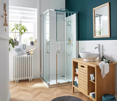 Porte de douche en angle Cooke & Lewis Zilia transparent 90 cm