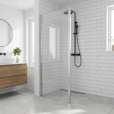 Paroi de douche fixe Cooke & Lewis Zilia transparente 90 cm