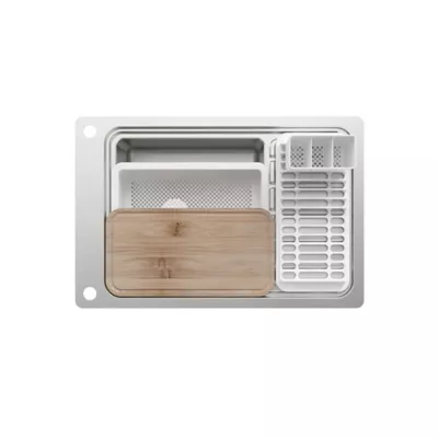 Évier en inox 1 bac à encastrer GoodHome Romesco + égouttoir