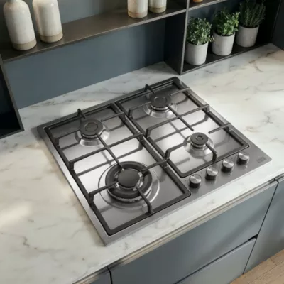 Plaque de cuisson gaz 4 foyers Cooke & Lewis coloris inox l.58 x P.51 x H.8,5 cm