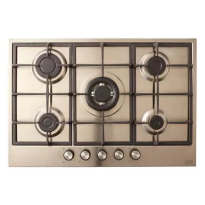 Plaque de cuisson gaz 5 foyers Cooke & Lewis coloris inox l.75 x P.51 x H.8,5 cm