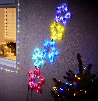 Tube lumineux 5 étoiles LED multicolore, électrique