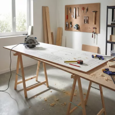 Panneau mélaminé sans bord blanc - 250 x 125 cm, ép.8 mm (vendu au panneau)