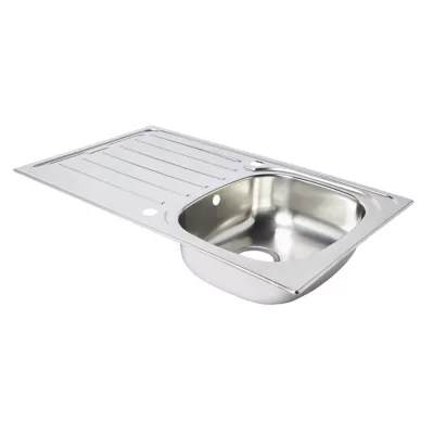 Évier à encastrer en inox poli 1 bac avec égouttoir, L.80 x P.50 cm, Cooke & Lewis Nakaya