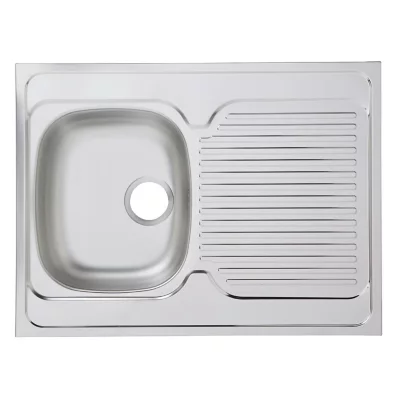 Évier à encastrer en inox 1 bac avec égouttoir, L.80 x P.60 cm, Mayr