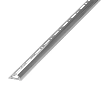 Profilé de carrelage intérieur Diall rond aluminium effet chromé poli L.2,5m x l.2,9cm x ep.12,5mm