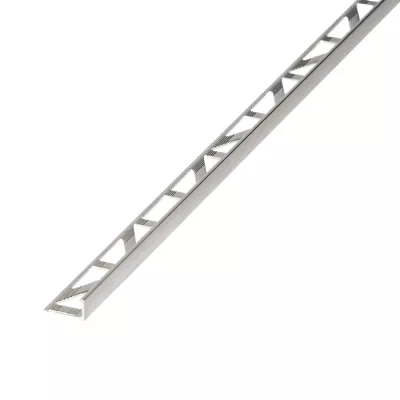 Profilé de carrelage intérieur Diall droit aluminium effet chromé L.2,5m x l.2,2cm x ep.8mm
