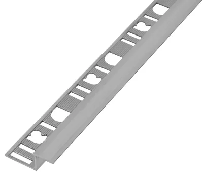 Nez de marche extérieur Diall droit aluminium brut argent lisse L.2,5m x l.2,7 x ep 1cm