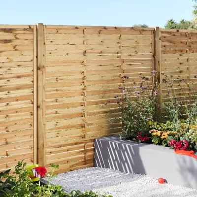 Panneau droit de clôture Khoper en bois traité ép.20 mm L. 180 x H.180 cm
