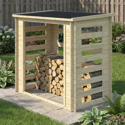 Abri bûches en bois GoodHome Kouban l.188 x P.108 xH.184,4 cm