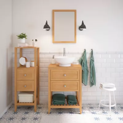 Vasque à poser ronde en céramique blanc Ø40 x H.16,5 cm, GoodHome Nura