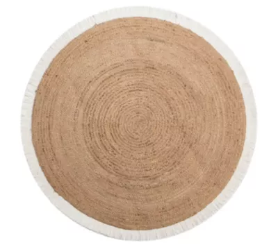 Tapis rond en jute coloris naturel à franges Deco&Co ⌀120cm