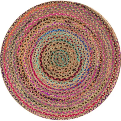 Tapis jute tissu recyclé multicouleur Deko & Co ⌀90cm