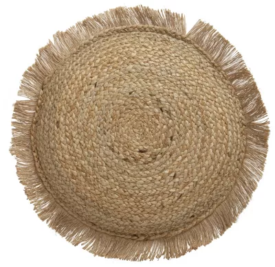 Coussin rond effet jute et raphia Ø40 x ep.3cm Deco&co