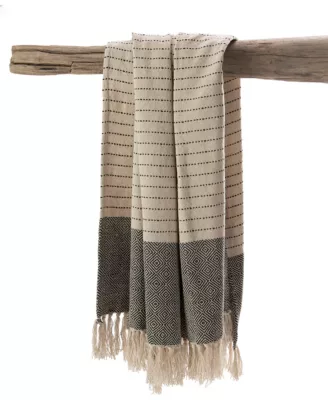 Plaid tissé Eko Deco&Co gris et blanc L.150 x l.130 cm