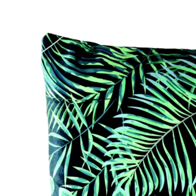Coussin velours imprimé végétal vert Deko&Co L.40 x l.40 cm