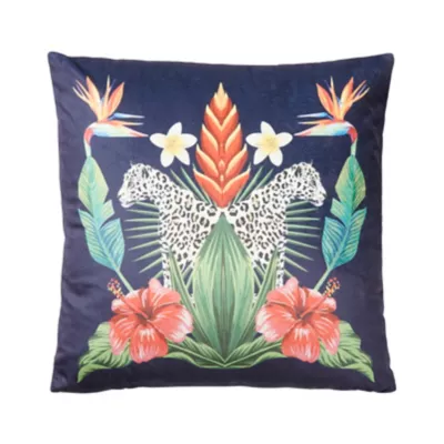 Coussin velours imprimé Jungle 40 x 40 cm