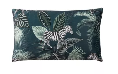 Coussin velours imprimé jungle Deco&Co vert L.50 x l.30 cm