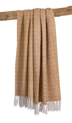 Plaid tissé Native jaune curry L.150 x l.130 cm Deco&Co
