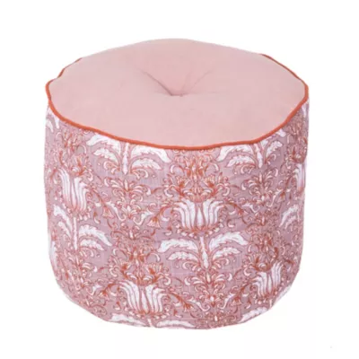 Pouf rond Garance rose Deco&Co H.30 x l.40 cm