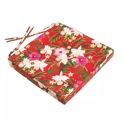 Gallette de chaise imprimé motif fleur tropicale L.38 x l.38 x ep.8cm Deco&co