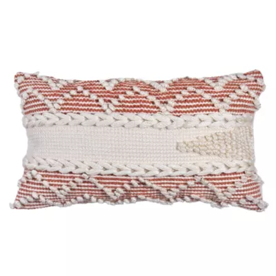 Coussin rectangle Deko & Co macramé beige et terracotta L.50 x l.30 cm