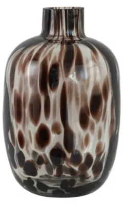 Vase décoratif en verre coloris gris tacheté blanc ⌀.11,5 x H.18,5 cm