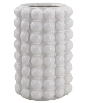 Vase décoratif en verre coloris blanc effet bille ⌀.13 x H.20,7 cm