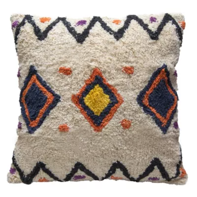 Housse de coussin tufté motif berbère multicouleurs l.45 x L.45cm