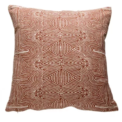 Housse de coussin imprimé ethnique rouge et blanc l.45 x L.45cm