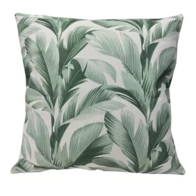 Housse de coussin Feuillage vert et blanc l.45 x L.45cm