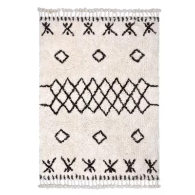 Tapis en coton tufté berbère Leia blanc et gris L.120 x l.170cm Deko&co