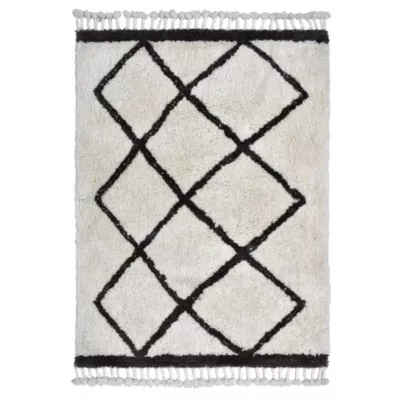 Tapis en coton tufté berbère Calà blanc et gris L.120 x l.170cm Deko&co