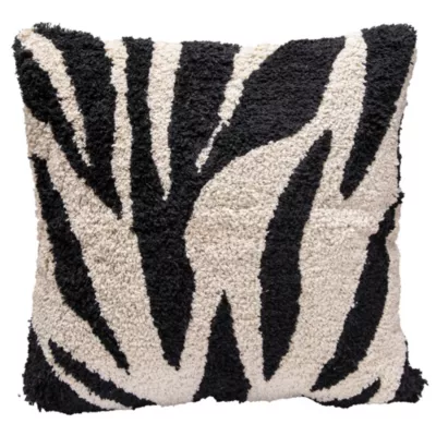Housse de coussin en coton tufté rayés blanc et noir 45 x 45cm Zélie, Deko & Co