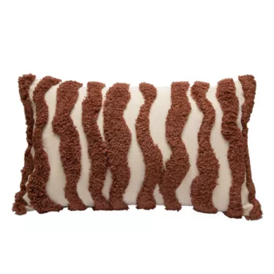 Housse de coussin en coton tufté rayés blanc et noir 30 x 50cm Zéline, Deko & Co