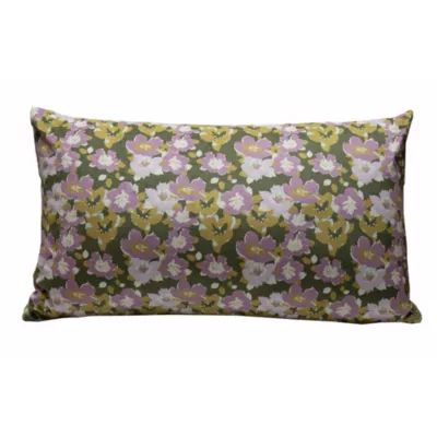 Housse de coussin fleuri liberty vert et violet 30 x 50cm Flora, Deko & Co