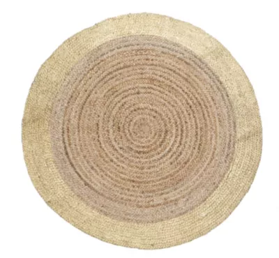 Tapis rond en coton et toile de jute beige et doré ø120 cm Déko&Co